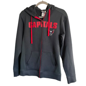 Washington Capitals NHL Dark Gray Zip Up Hoodie Small 100% Polyester Pockets